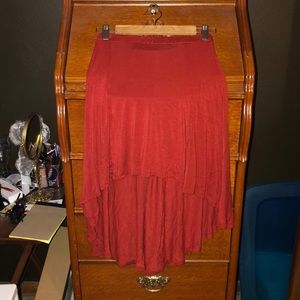 Rust red high low skirt
